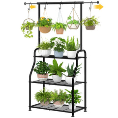 Simple Trending front view of 3-tier plant stand showing vertical space-saving benefits