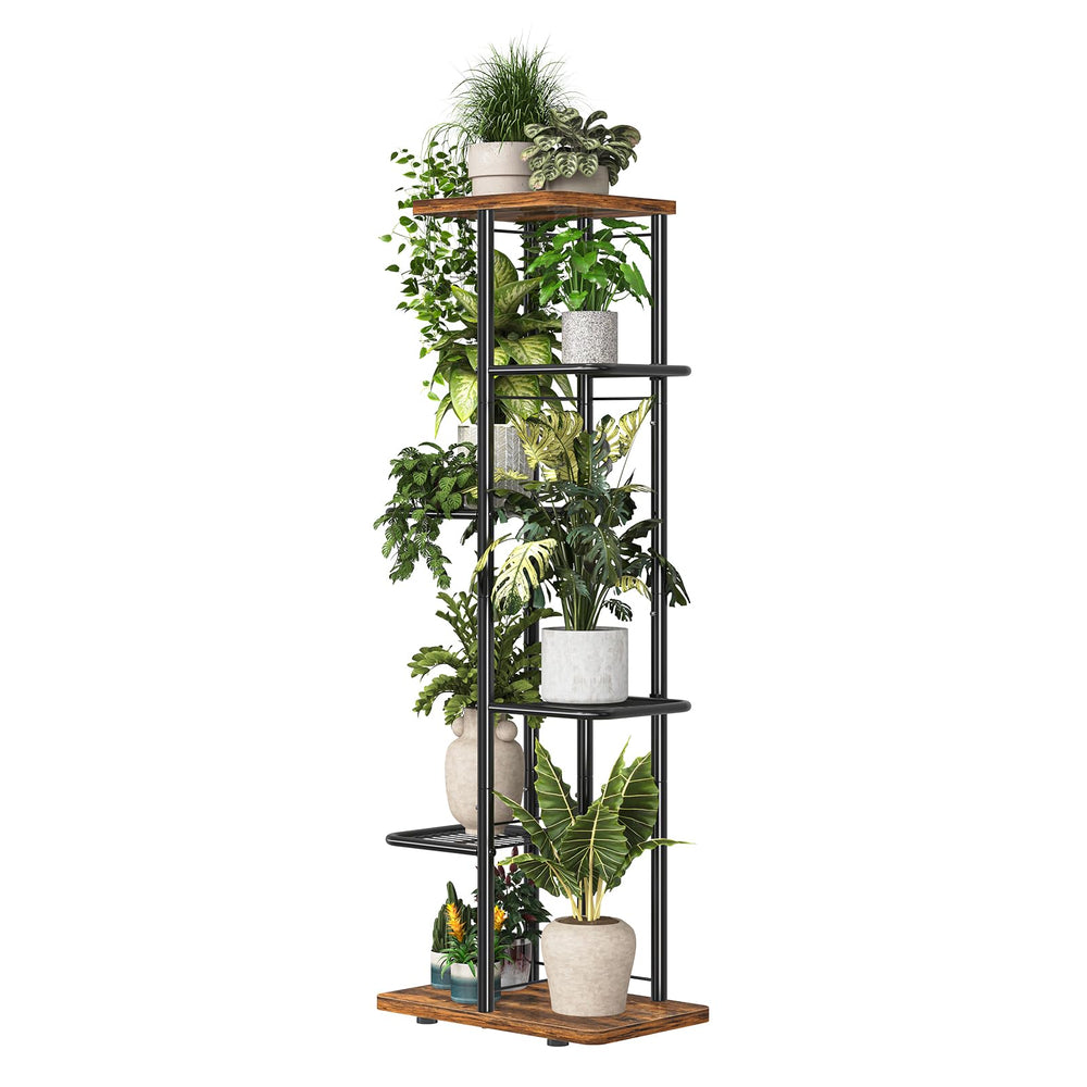 Simple Trending front view of 6-tier corner plant stand shows space-saving benefits