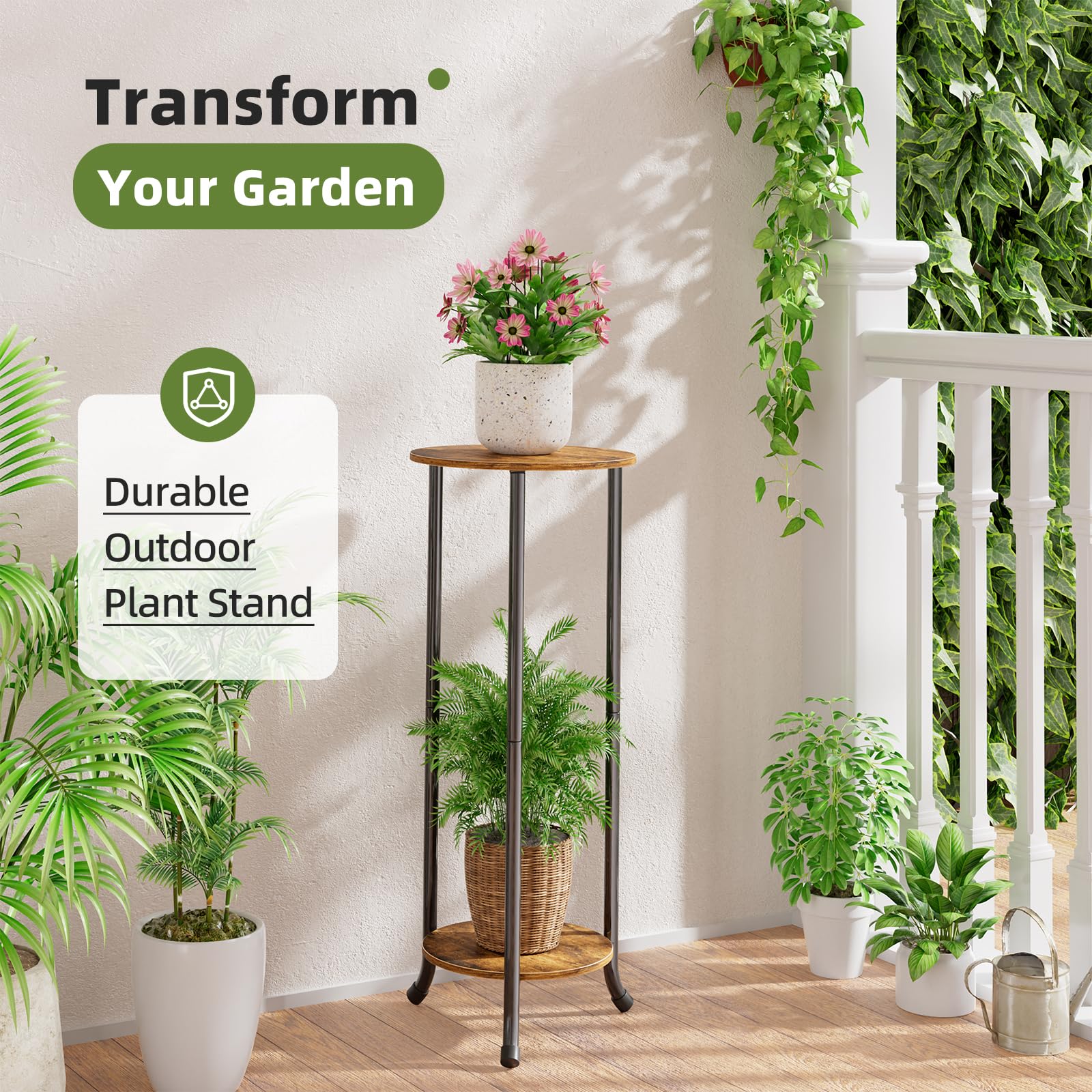 Simple Trending plant stand placed on balcony demonstrating space-saving benefit