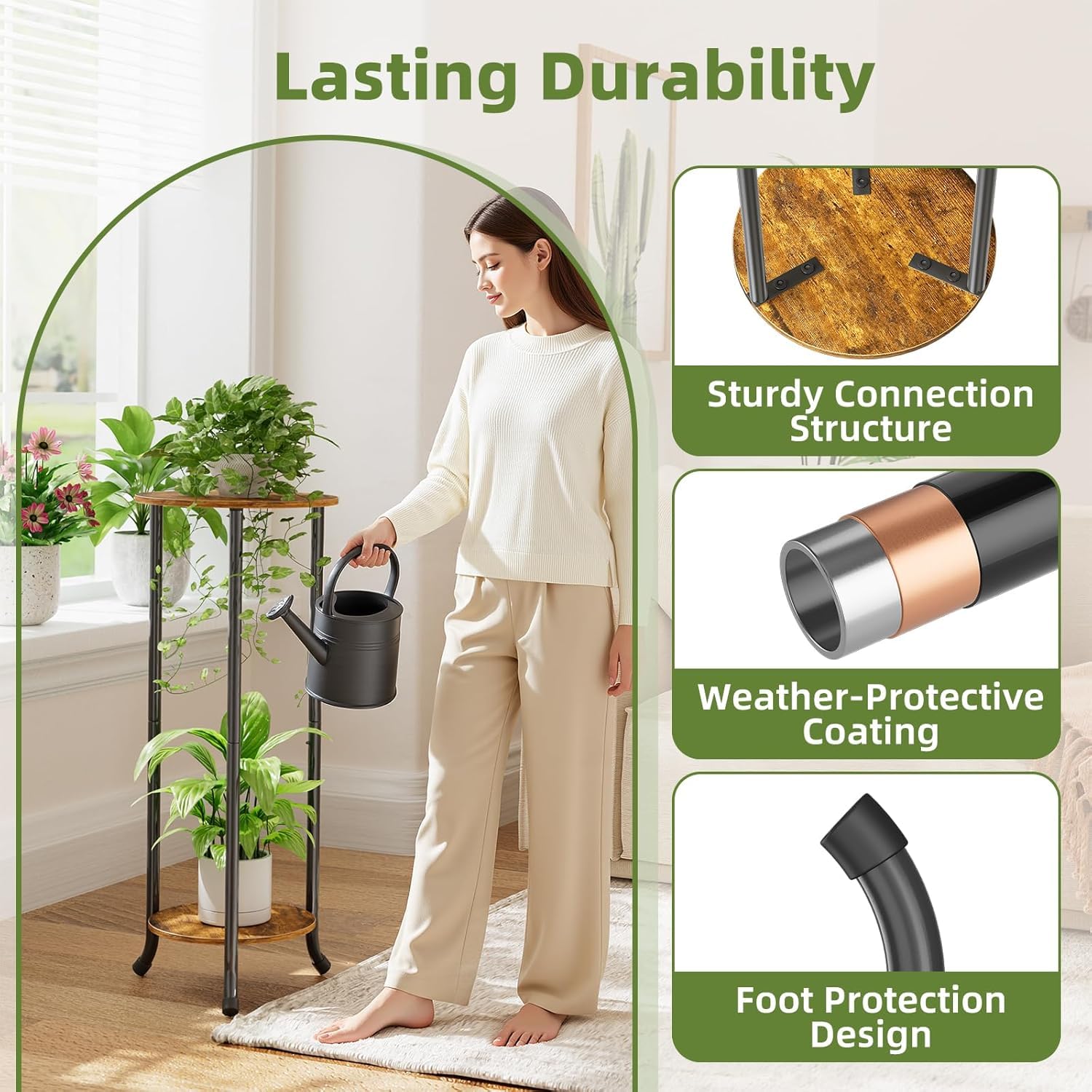 Simple Trending plant stand beside a medium pot showing scale and fit benefit