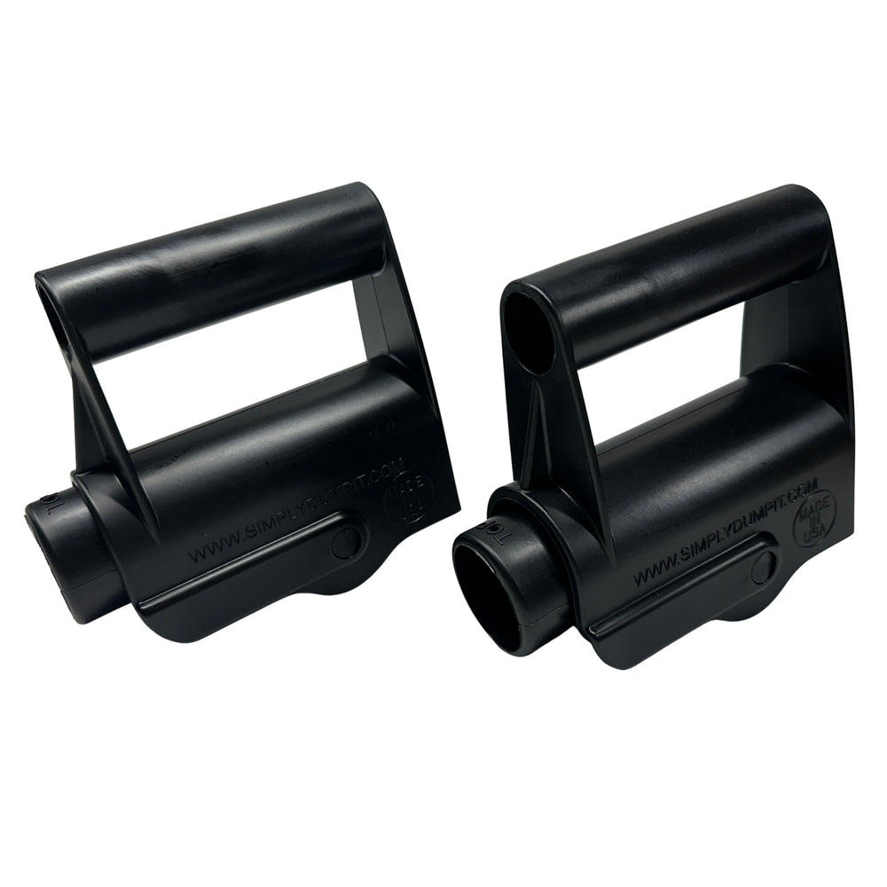 Simply Dump It handles installed on a wheelbarrow improving leverage and safety