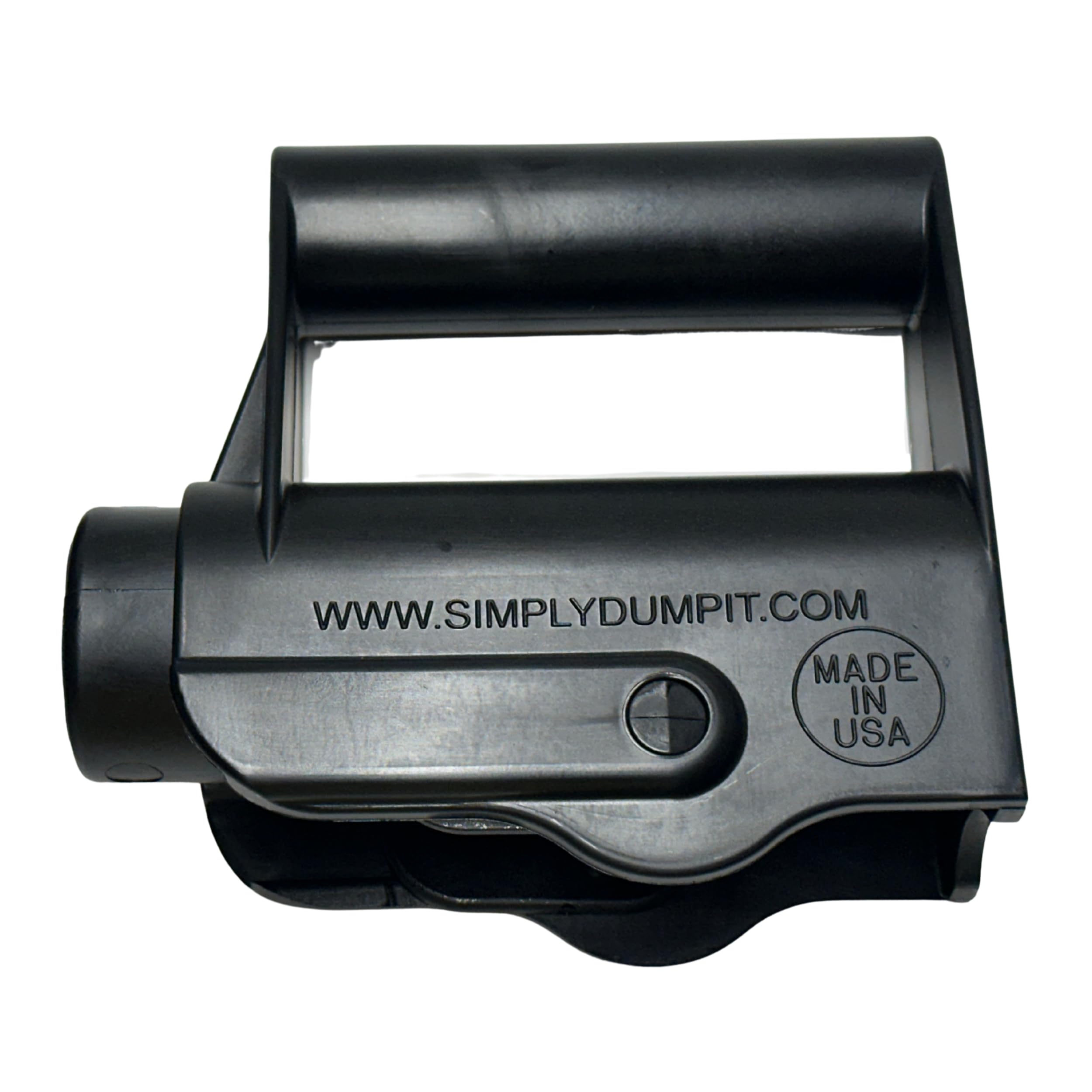 Simply Dump It front view of handles showing sturdy reinforced nylon and secure design