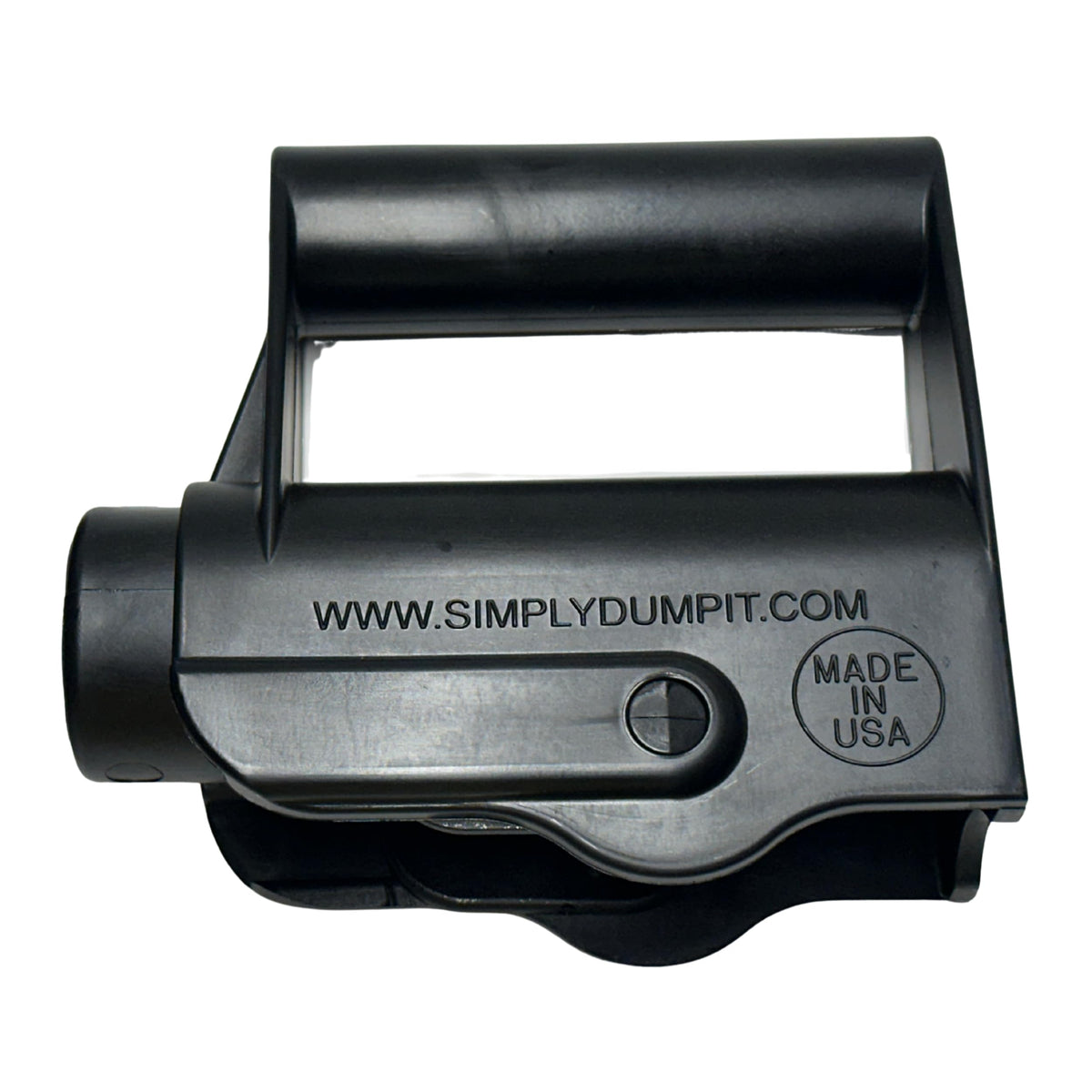 Simply Dump It front view of handles showing sturdy reinforced nylon and secure design