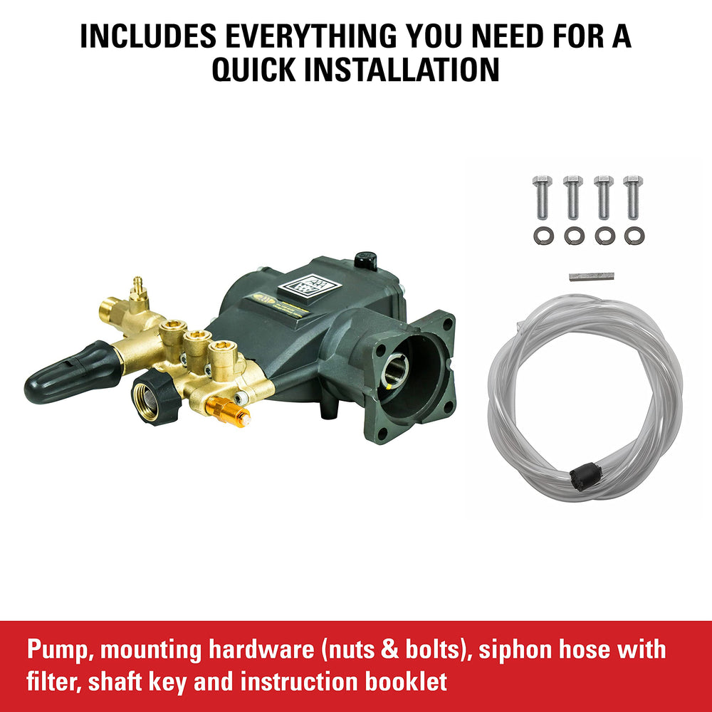 SIMPSON pump mounted on horizontal engine showing correct 3/4 inch shaft fit