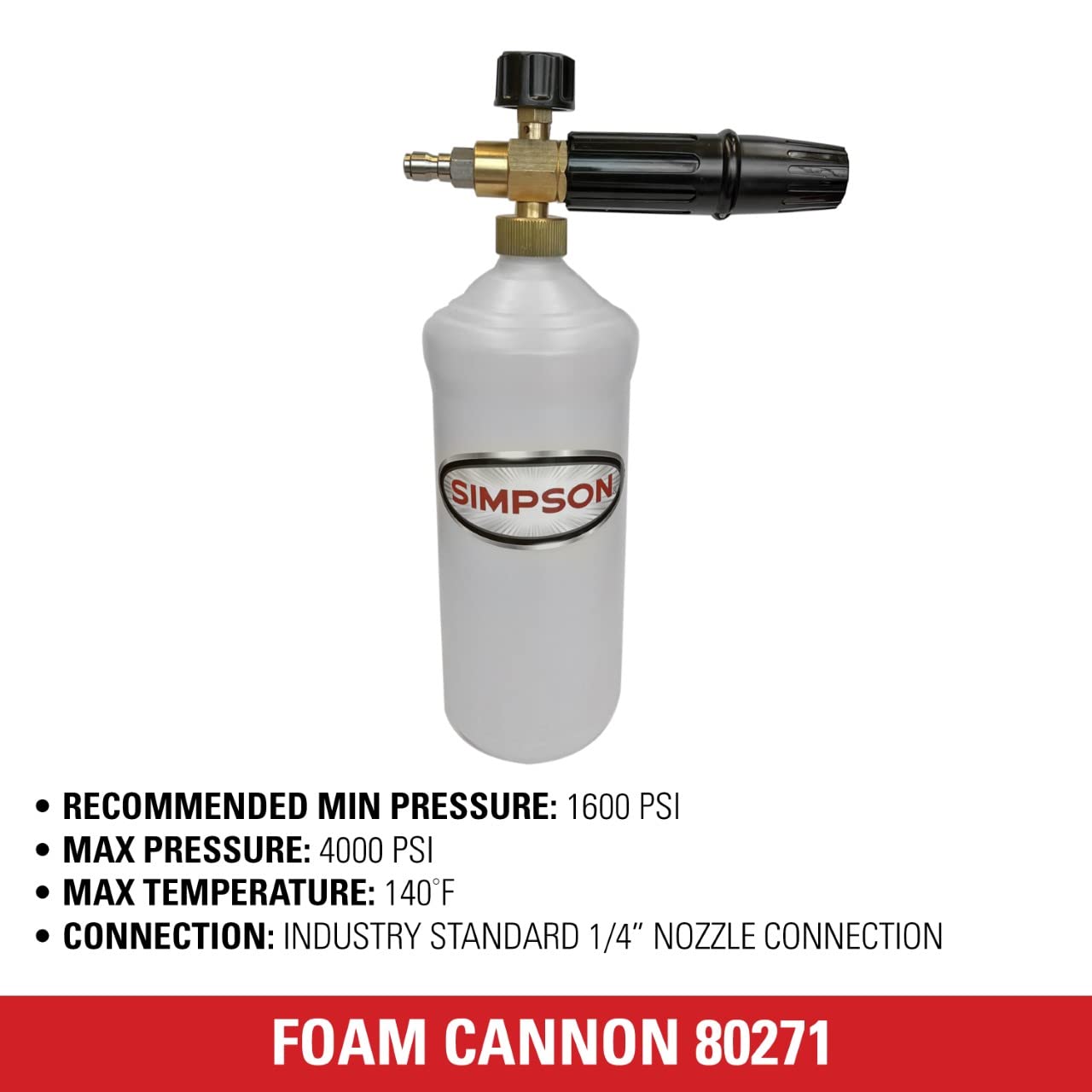 SIMPSON foam cannon heavy-duty brass fitting closeup for durable, leak-resistant connection