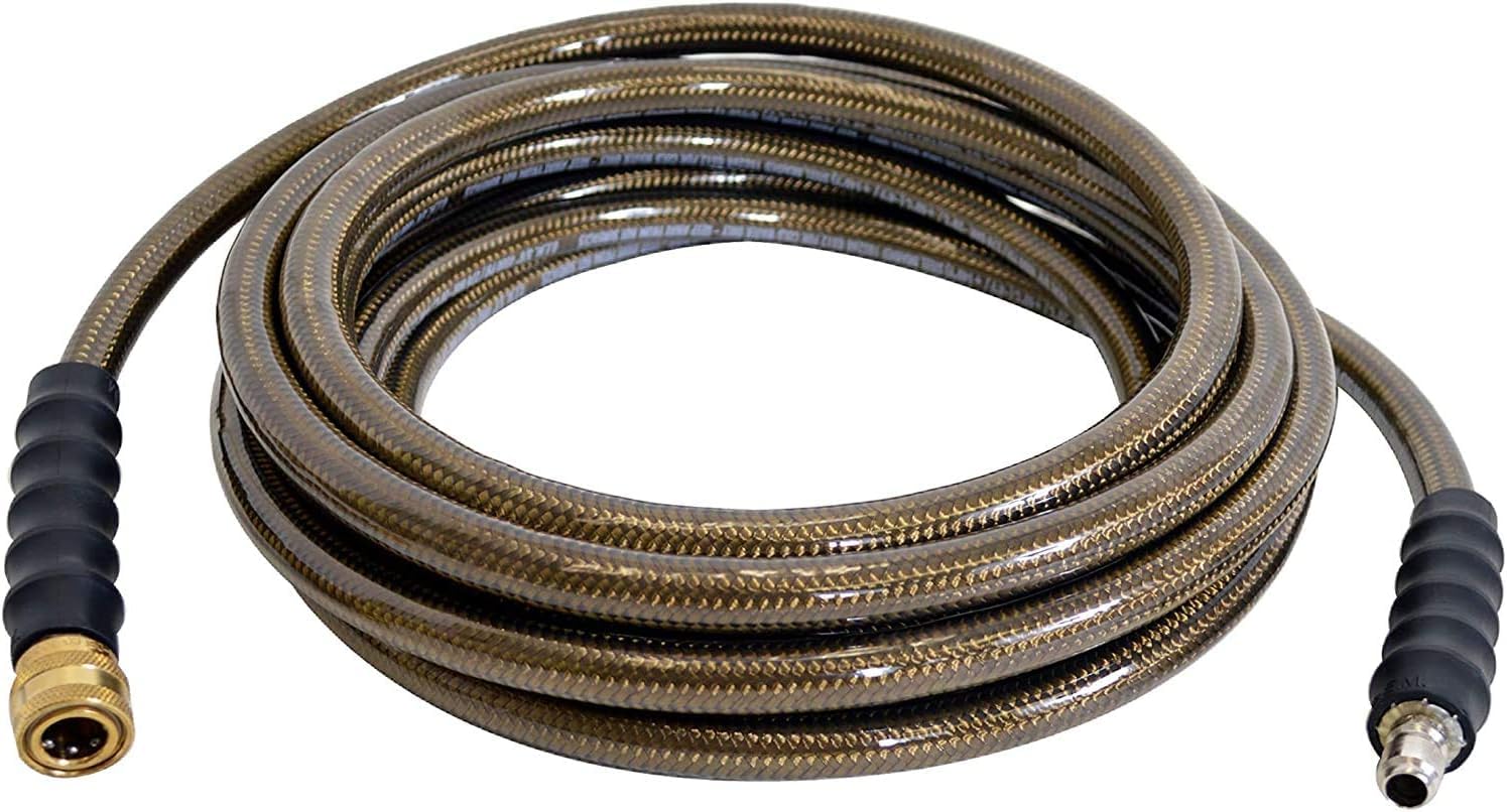 SIMpSON front view of 50ft hose showing length and fittings for quick setup and durability
