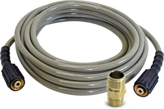 SIMPSON front view of 50ft MorFlex hose showing length and fittings, easy handling benefit