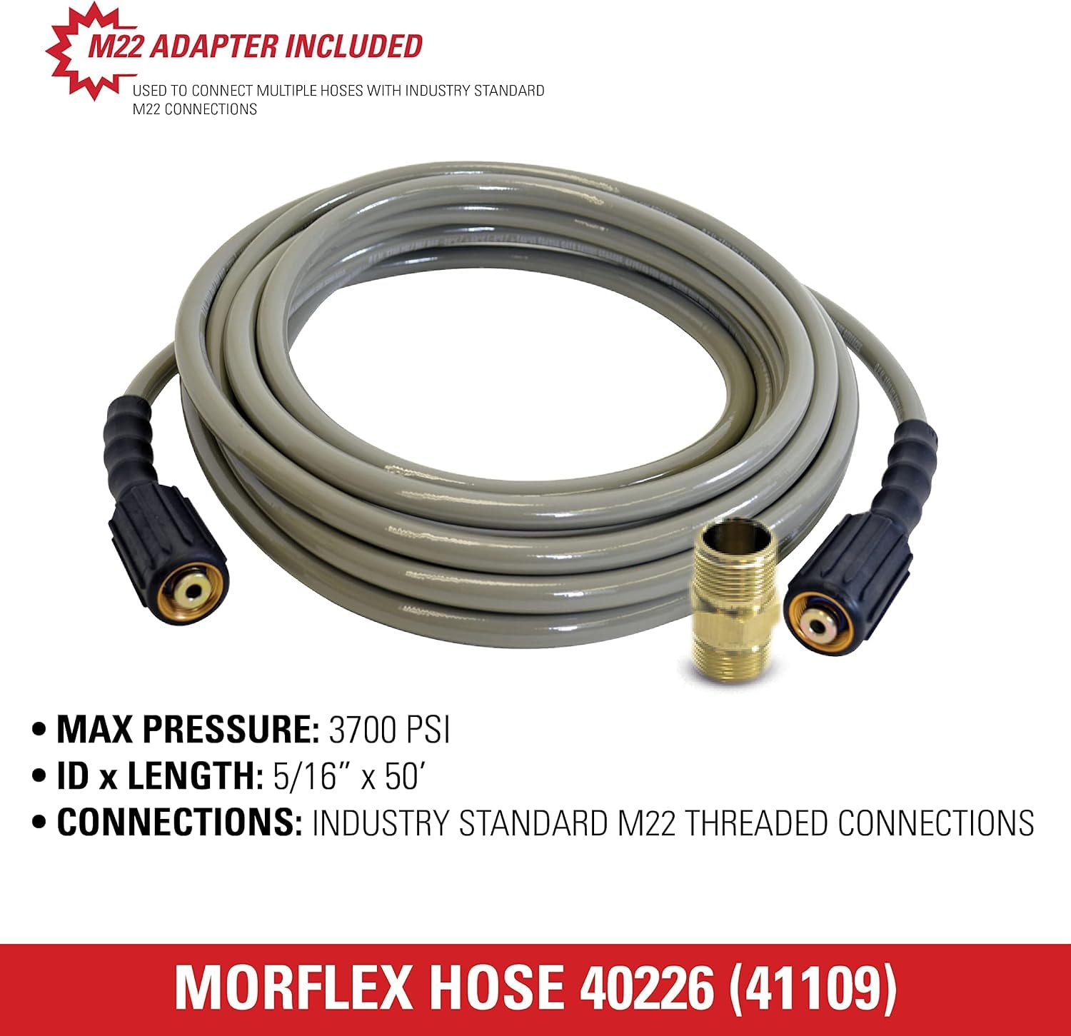 SIMPSON 50ft coiled beside yard tools showing scale and convenient storage benefit