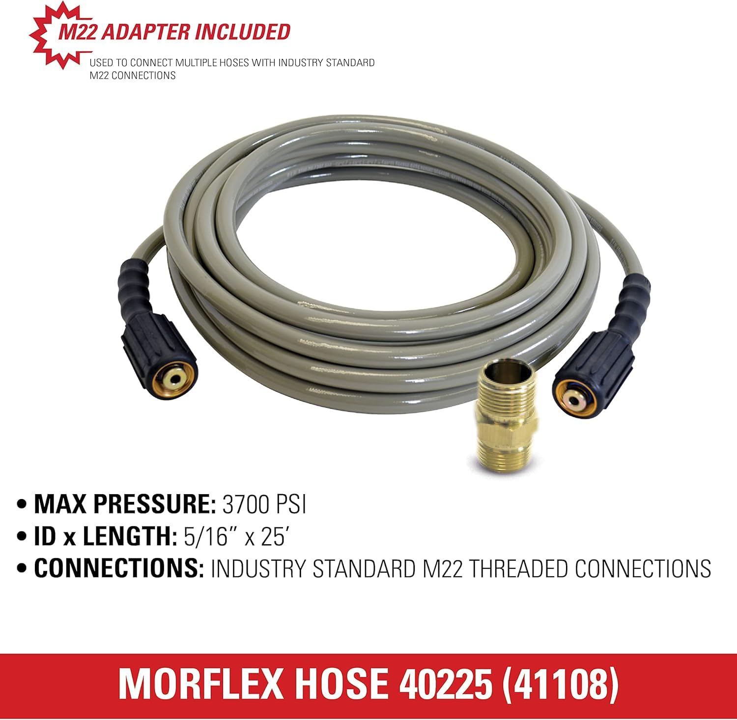 SIMPSON hose length comparison showing 25ft reach for elevated and distant tasks