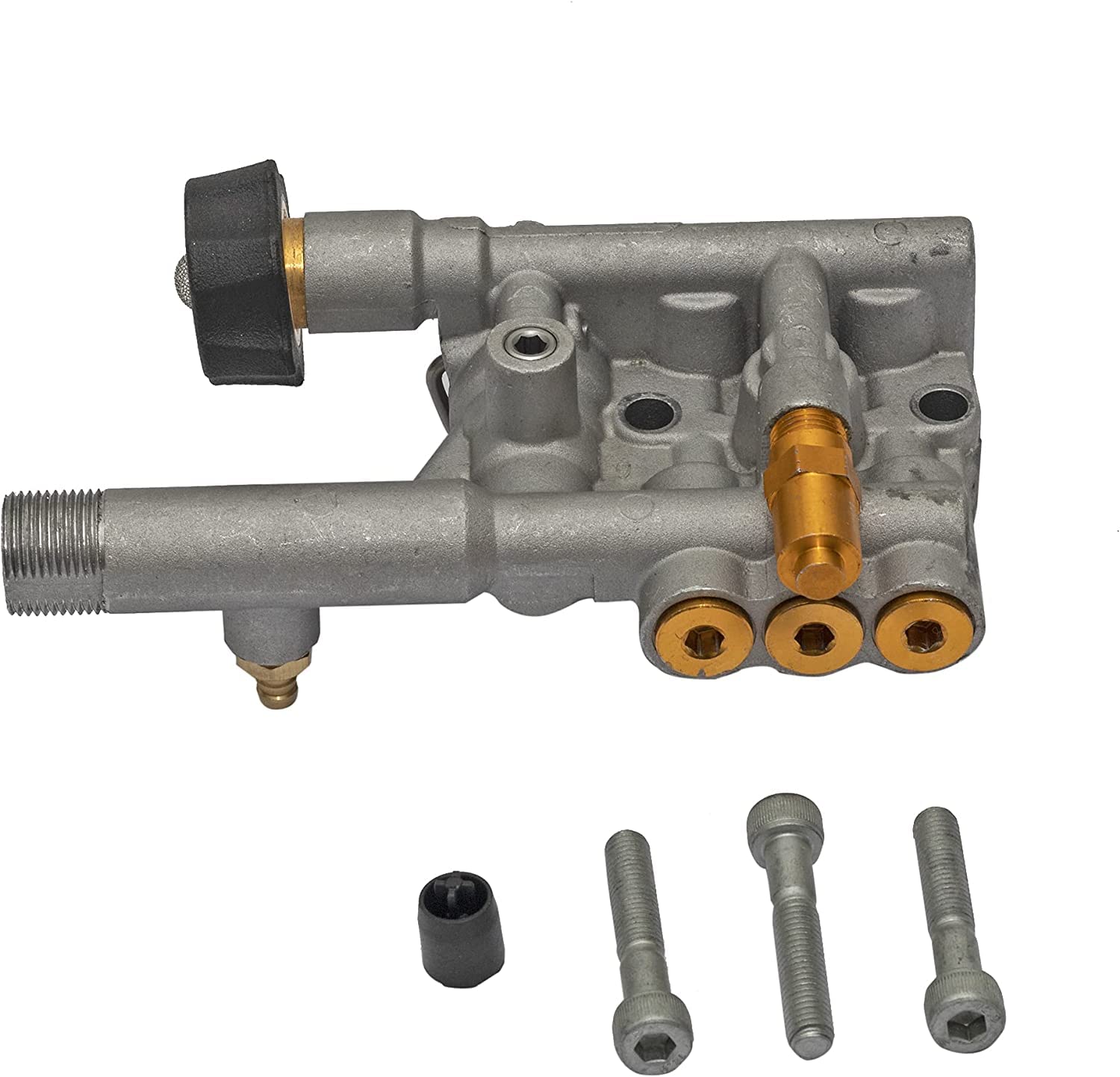 SIMSPON front view of manifold assembly showing ports and hardware for easy replacement