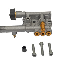 SIMSPON front view of manifold assembly showing ports and hardware for easy replacement