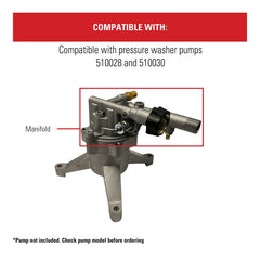 SIMPSON view of 3/4-inch garden hose inlet and M22 high-pressure outlet fittings