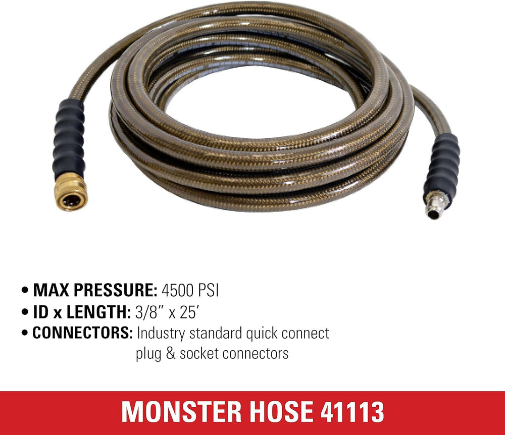 SIMPSON Monster hose in use washing a car demonstrating strong spray performance