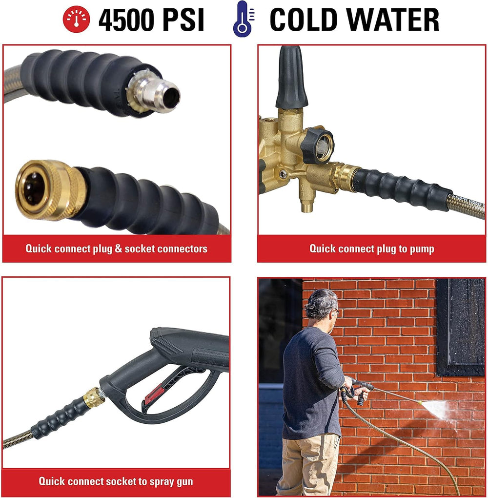 SIMpSON detail of 3/8" quick-connect fittings for fast tool attachment and secure seal