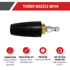 SIMPSON close-up of turbo nozzle rotor and orifice showing durable construction for powerful cleaning
