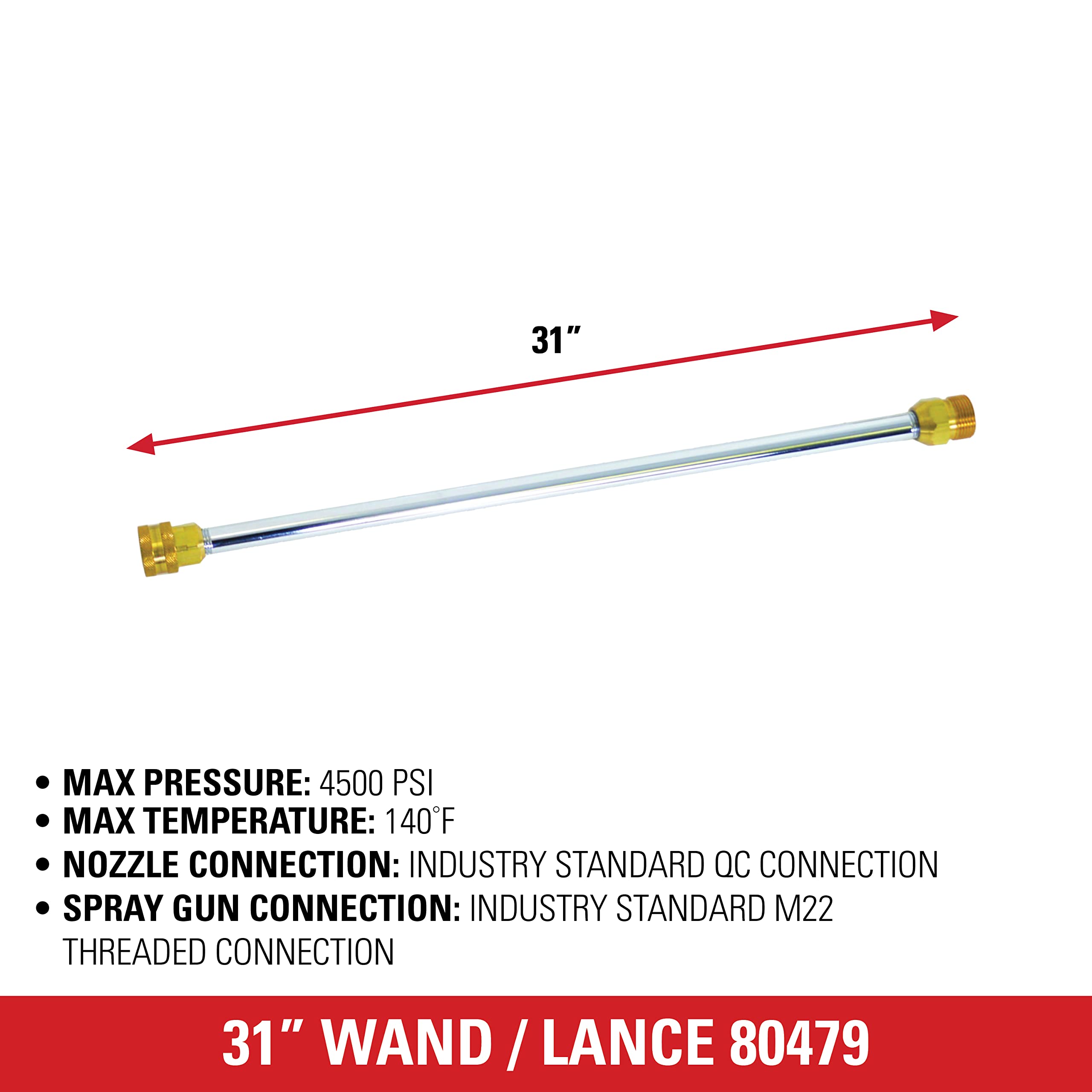 Simpson wand length scale comparison illustrating 31-inch reach for safer cleaning