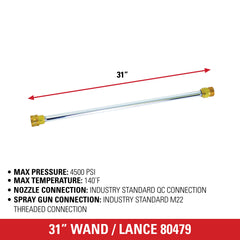 Simpson wand length scale comparison illustrating 31-inch reach for safer cleaning