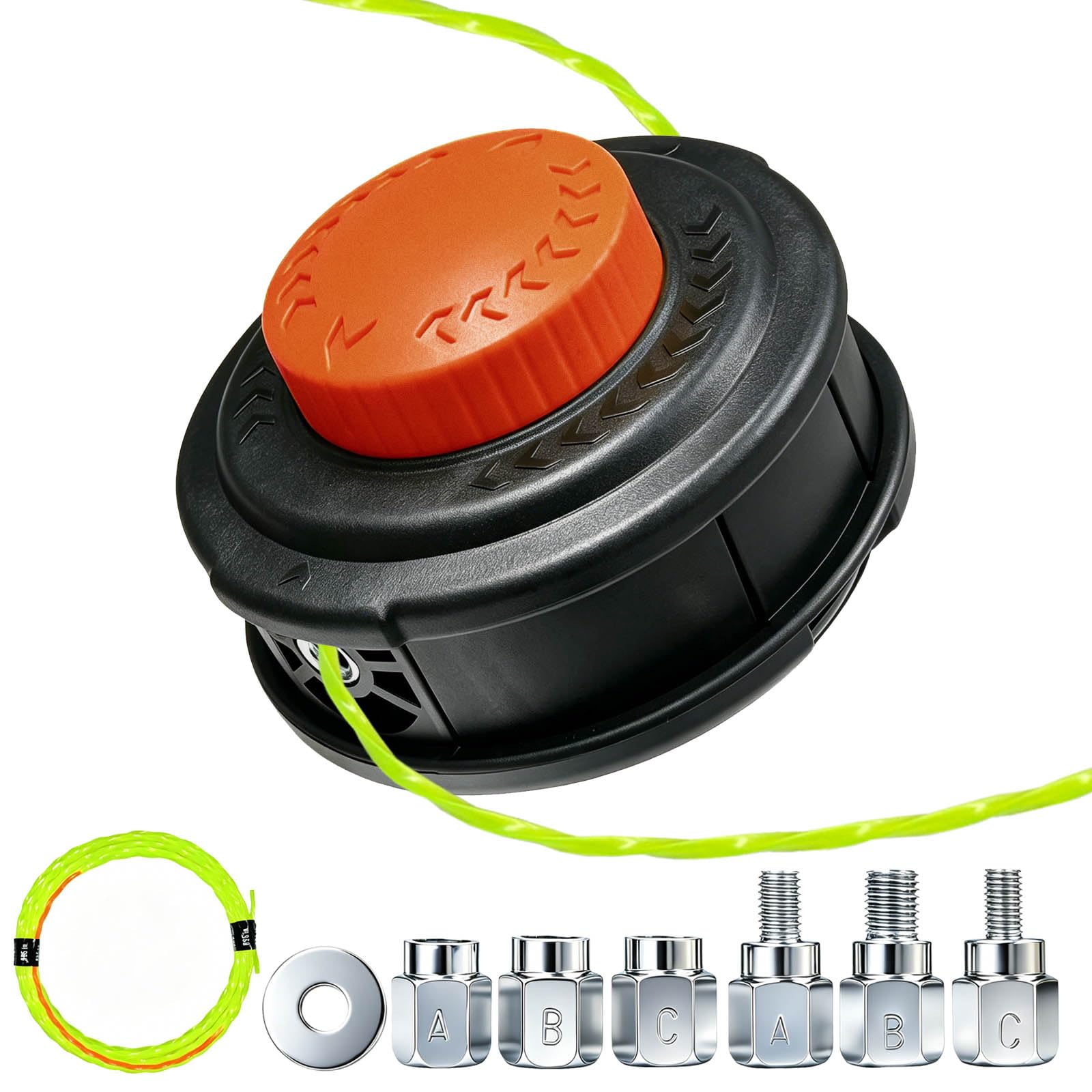 SIMUSI front angled trimmer head showing bump-feed knob, fast reload benefit