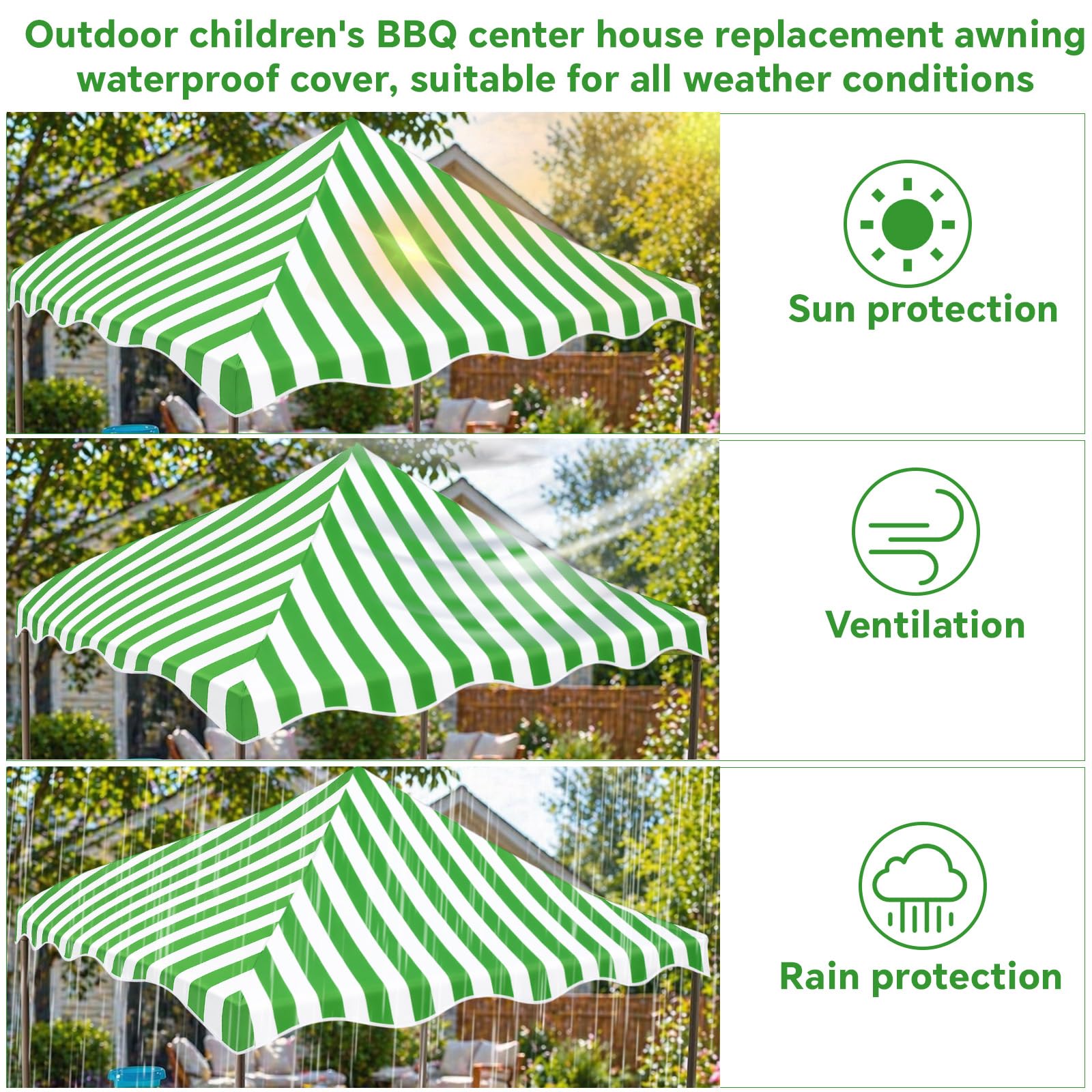 Sinbana canopy installed on a playset offering sun and light-rain shelter