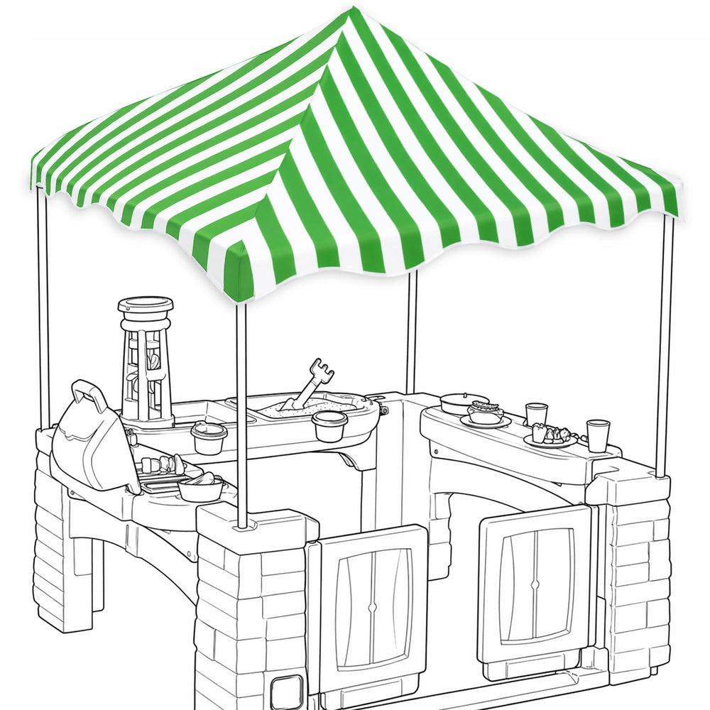 Sinbana front view canopy showing full patio coverage and shade benefit
