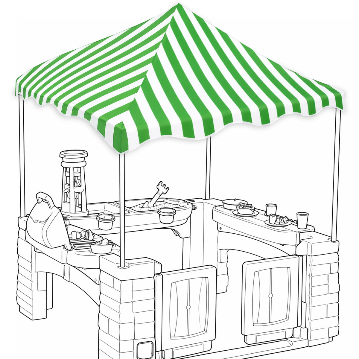Sinbana front view canopy showing full patio coverage and shade benefit