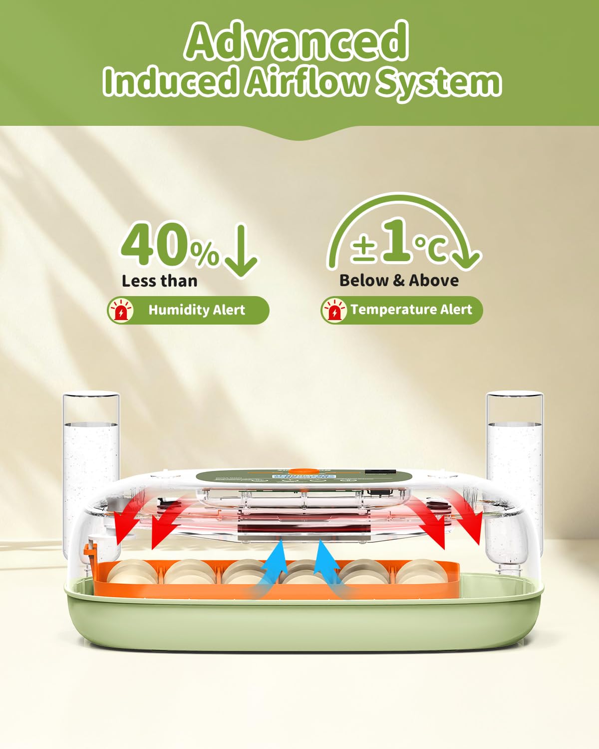 Sindarhor tray and built-in candler close-up showing inspection feature for embryo checks