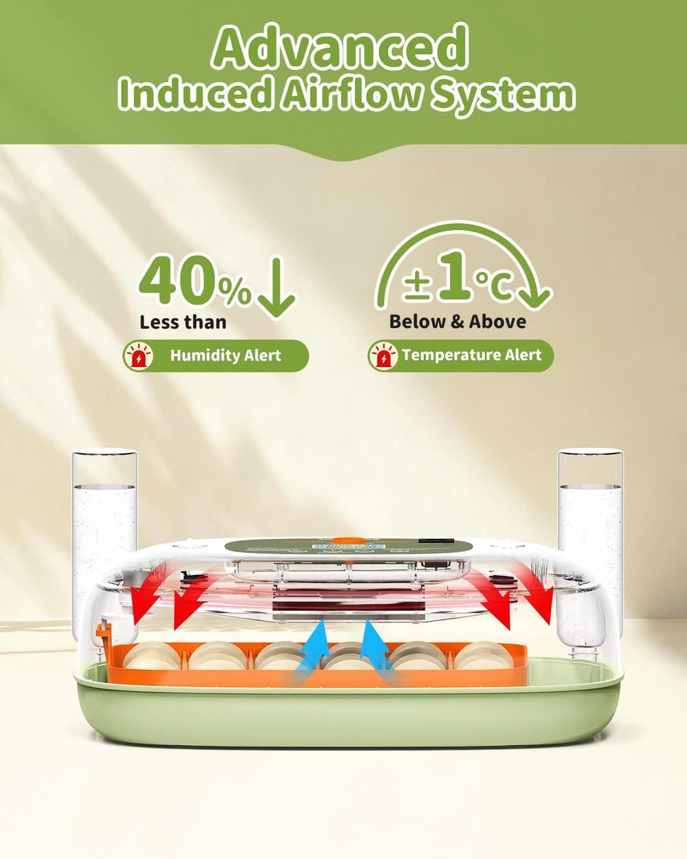 Sindarhor tray and built-in candler close-up showing inspection feature for embryo checks