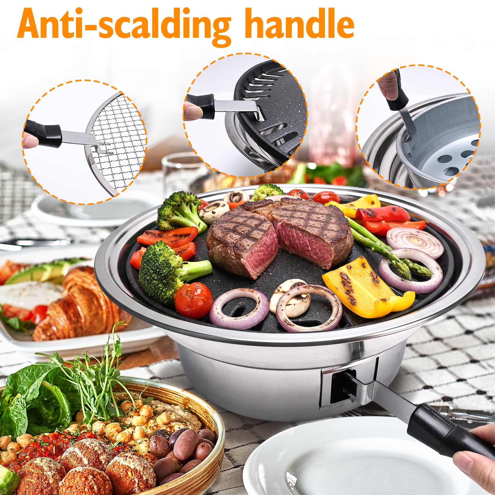 Singring charcoal bowl with anti-scald handles for safe handling