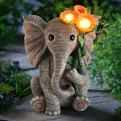 Sinhra baby elephant front view showing sunflower and cheerful detail, adds charm