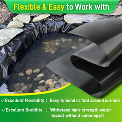 Sinimaka pond liner trimmed to shape demonstrating custom-fit advantage