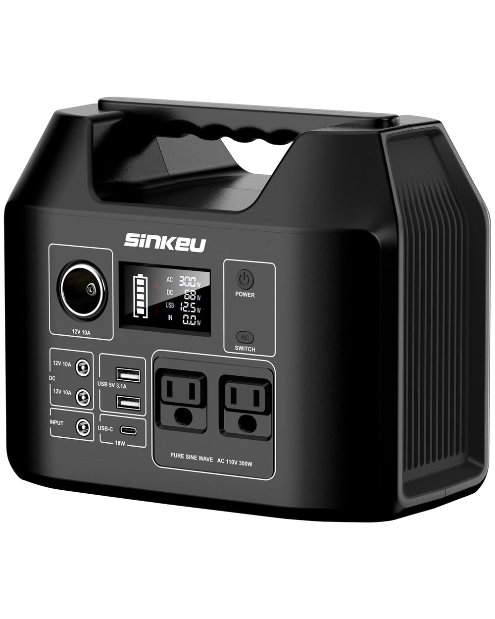 SinKeu front panel view showing ports and display, practical control and visibility