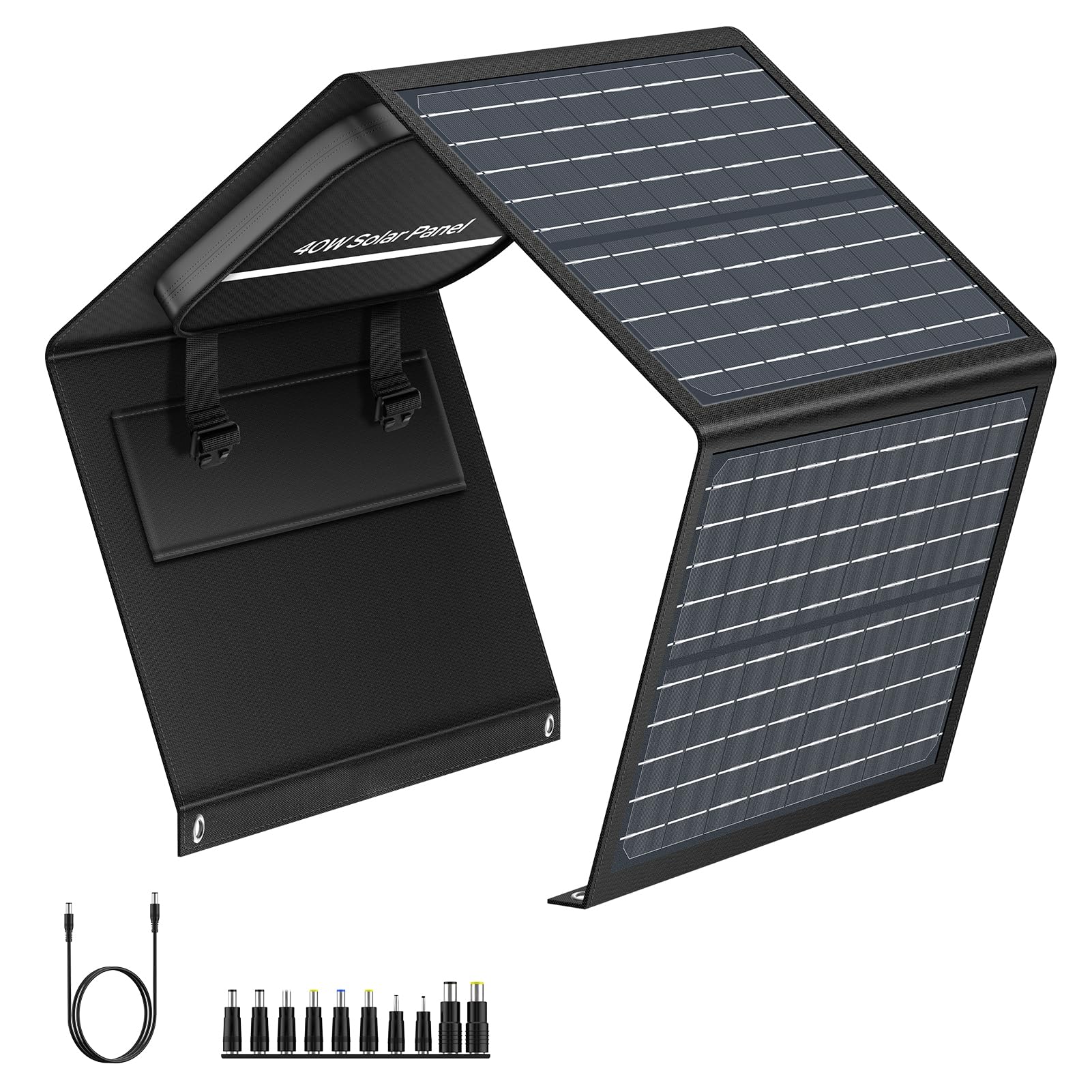 SinKeu 40W solar panel front view showing compact portability and fast charging