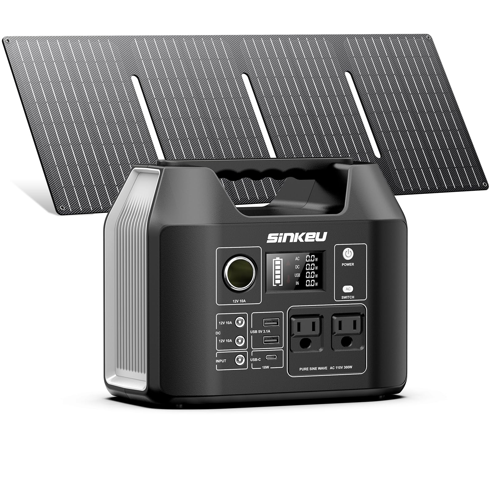 SinKeu power station front panel showing ports and display, clear device control