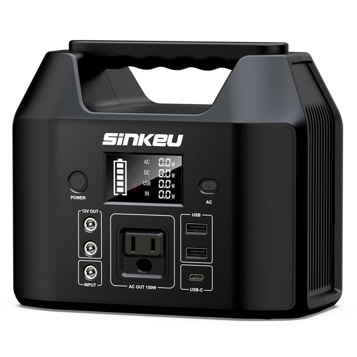 SinKeu front view of portable power station showing compact design and portability