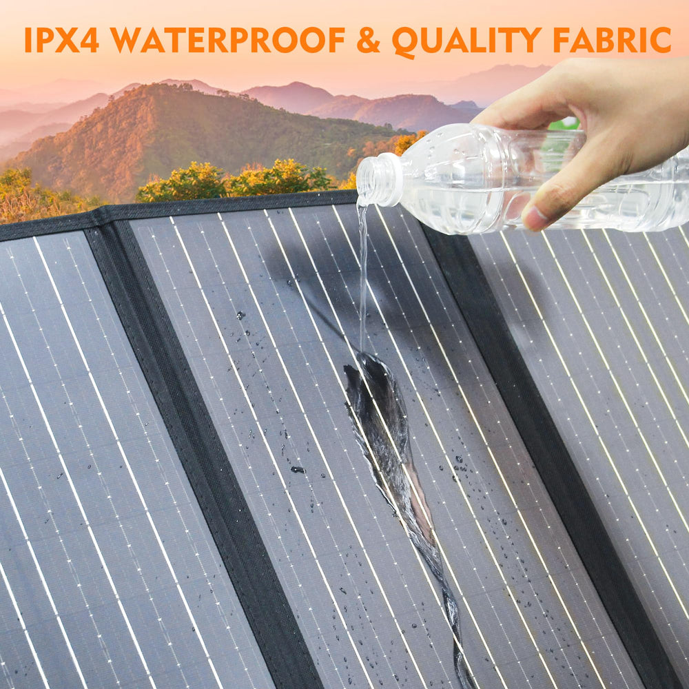 SinKeu panel shedding rain droplets illustrating IPX4 water resistance outdoors