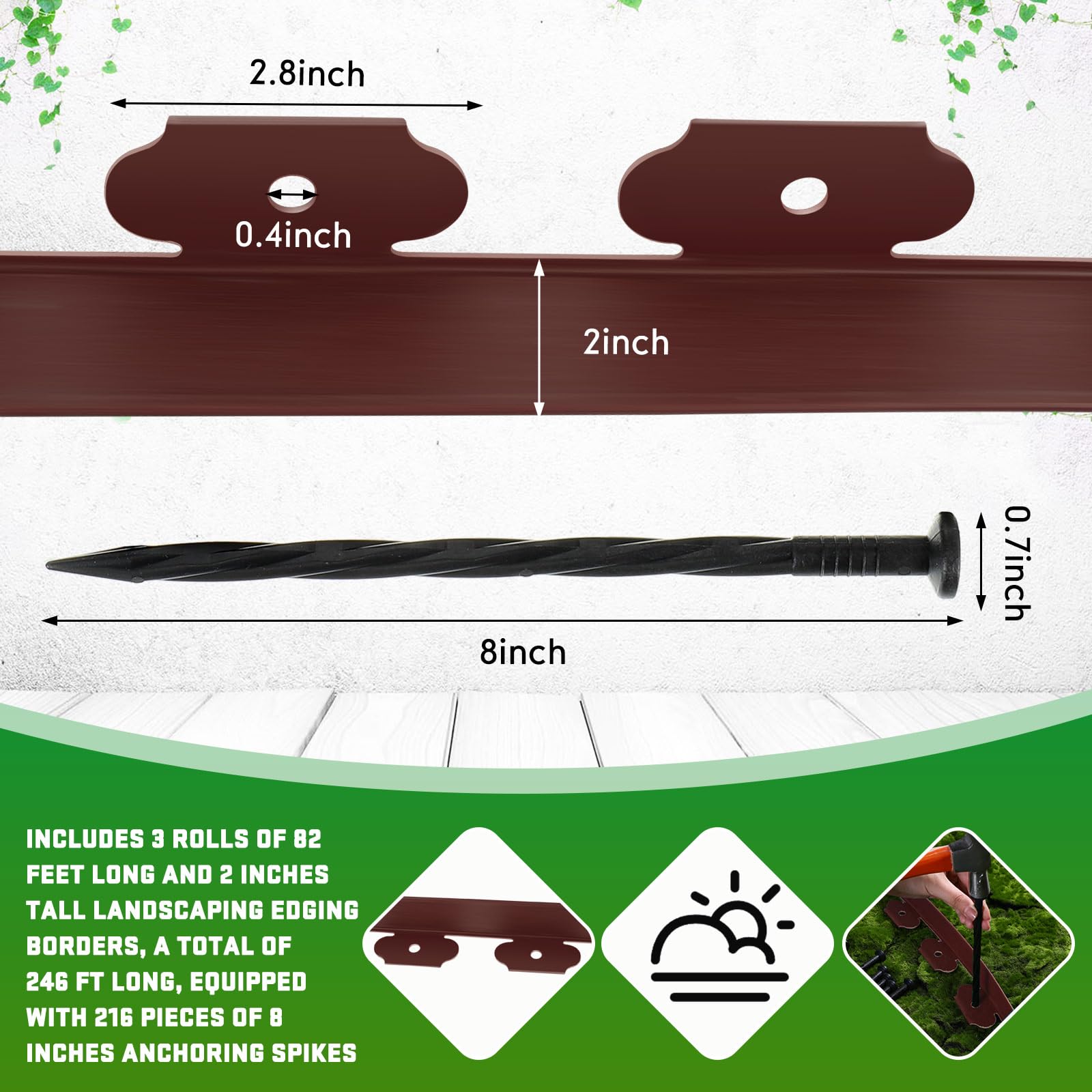Sintuff edge profile close-up showing 2-inch height and clear lawn separation benefit