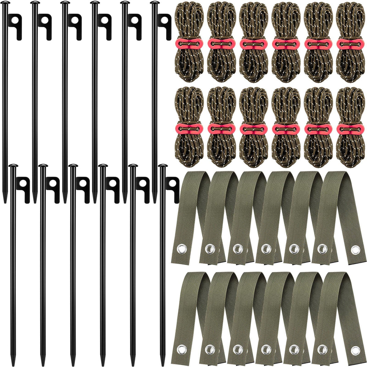 Sintuff front packaging showing full 36-piece tree stake kit with clear contents for easy setup
