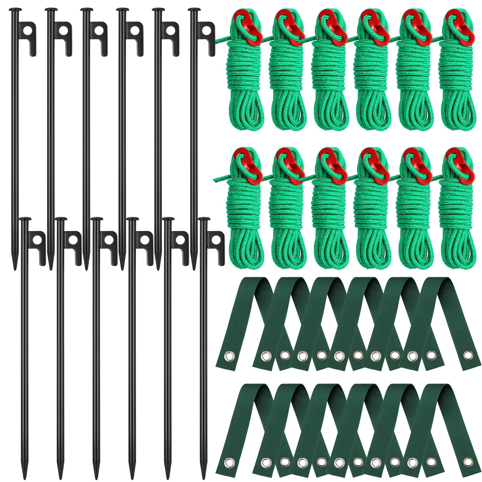 Sintuff front packaging showing full 36-piece tree stake kit and contents benefit durability