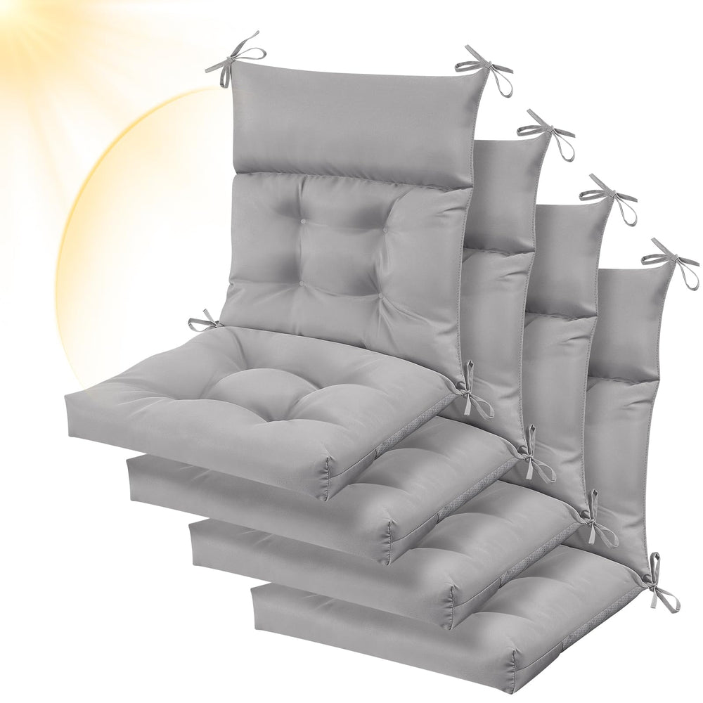 Sintuff front view of four light gray cushions showing uniform color and shape for patio sets