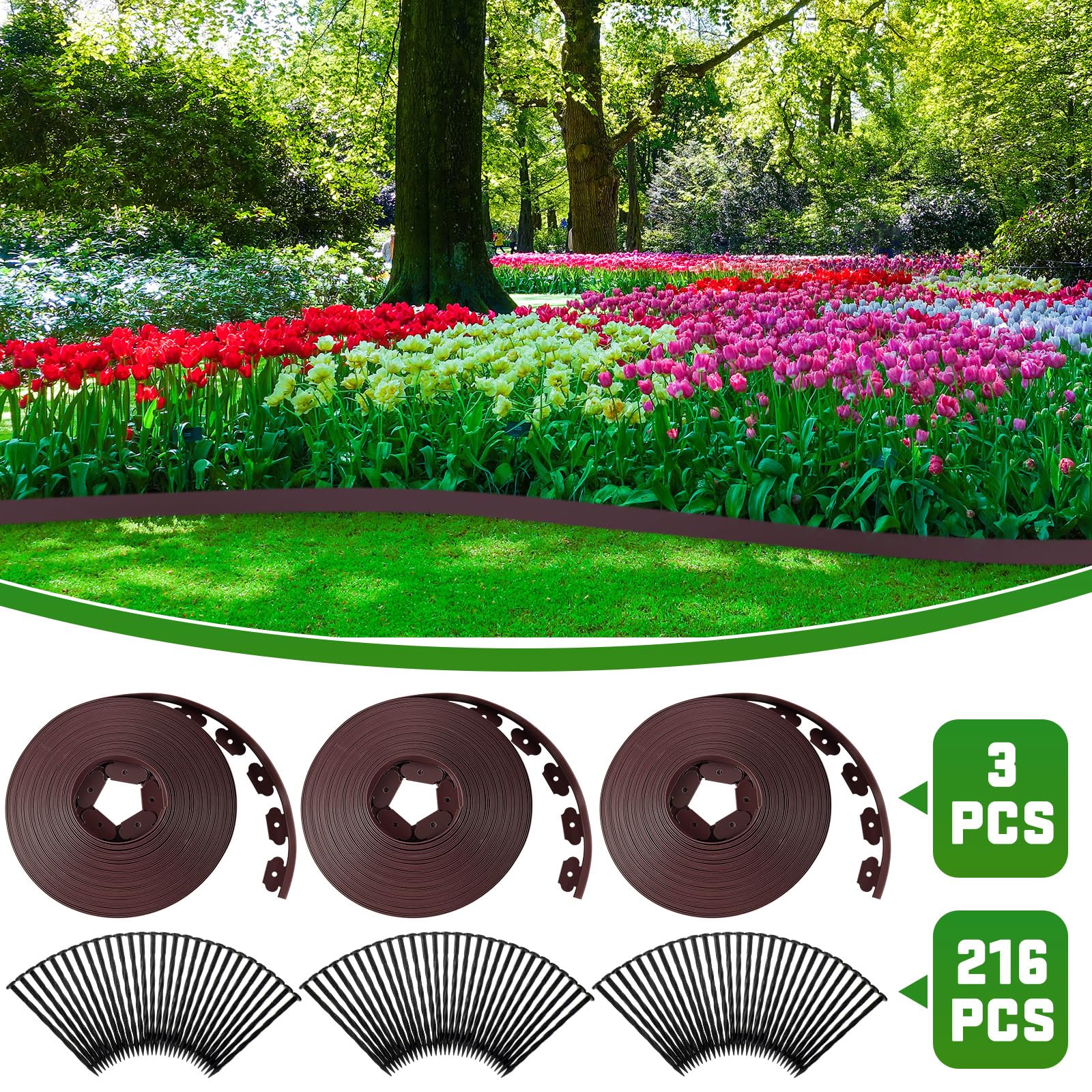 Sintuff in-use garden border forming a curved flower bed edge for neat landscape lines