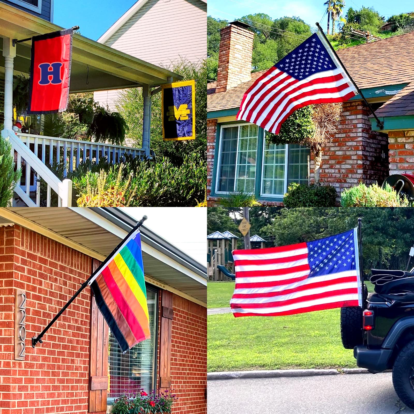 Sinyoeer flag on truck bracket demonstrating versatile mounting options
