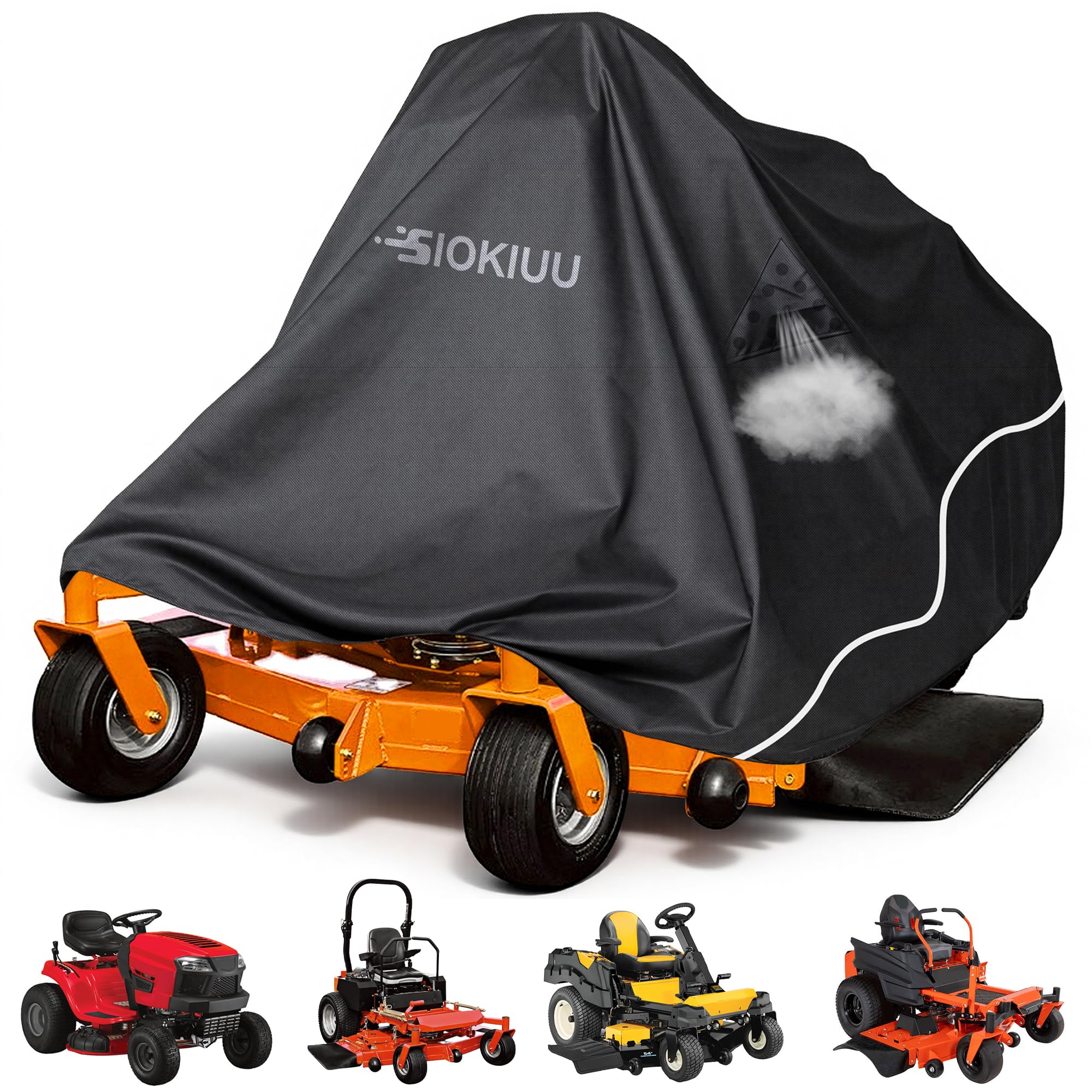 SIOKIUU front view of cover on zero-turn mower showing full protection