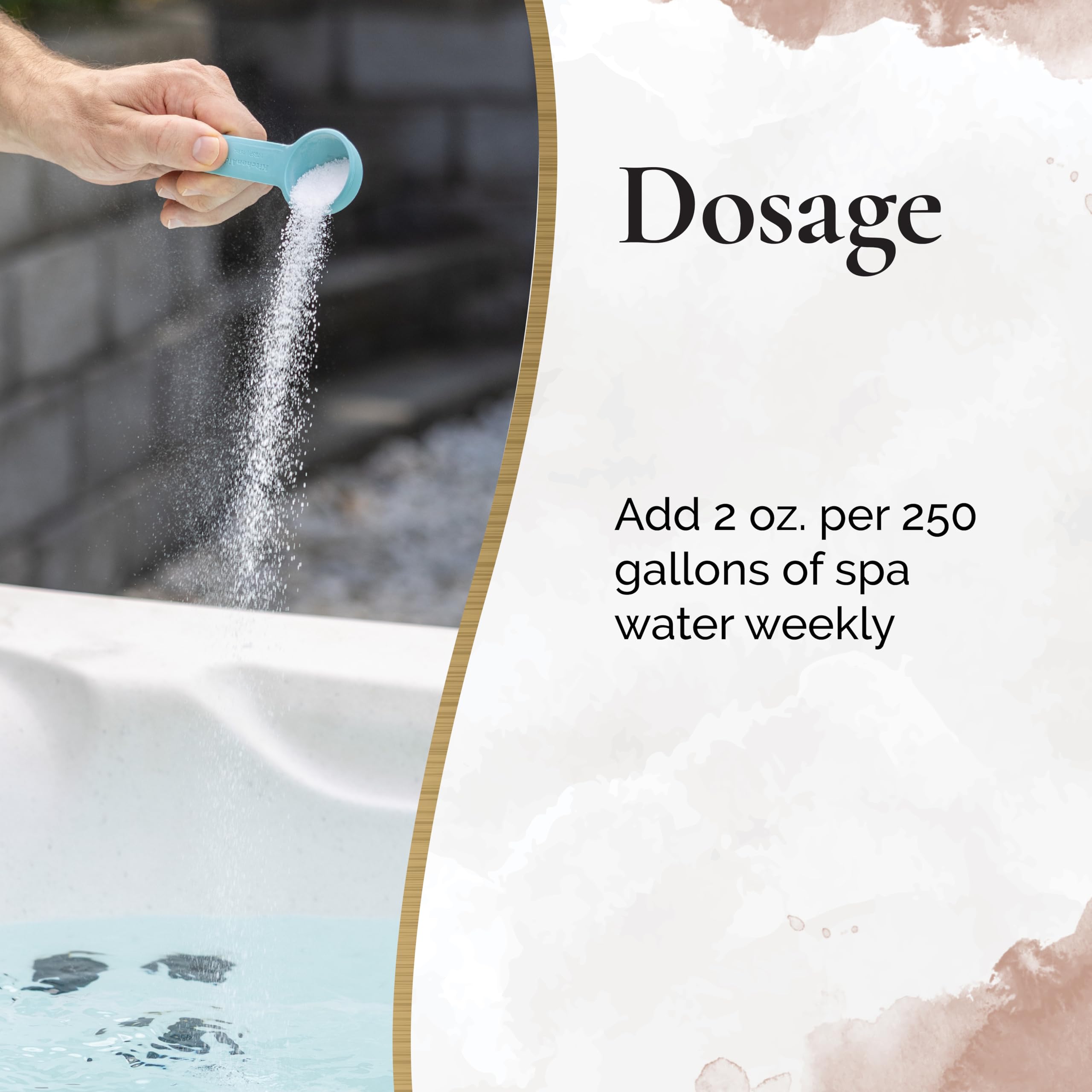 Side-by-side spa water before and after Sirona treatment showing restored clarity and freshness
