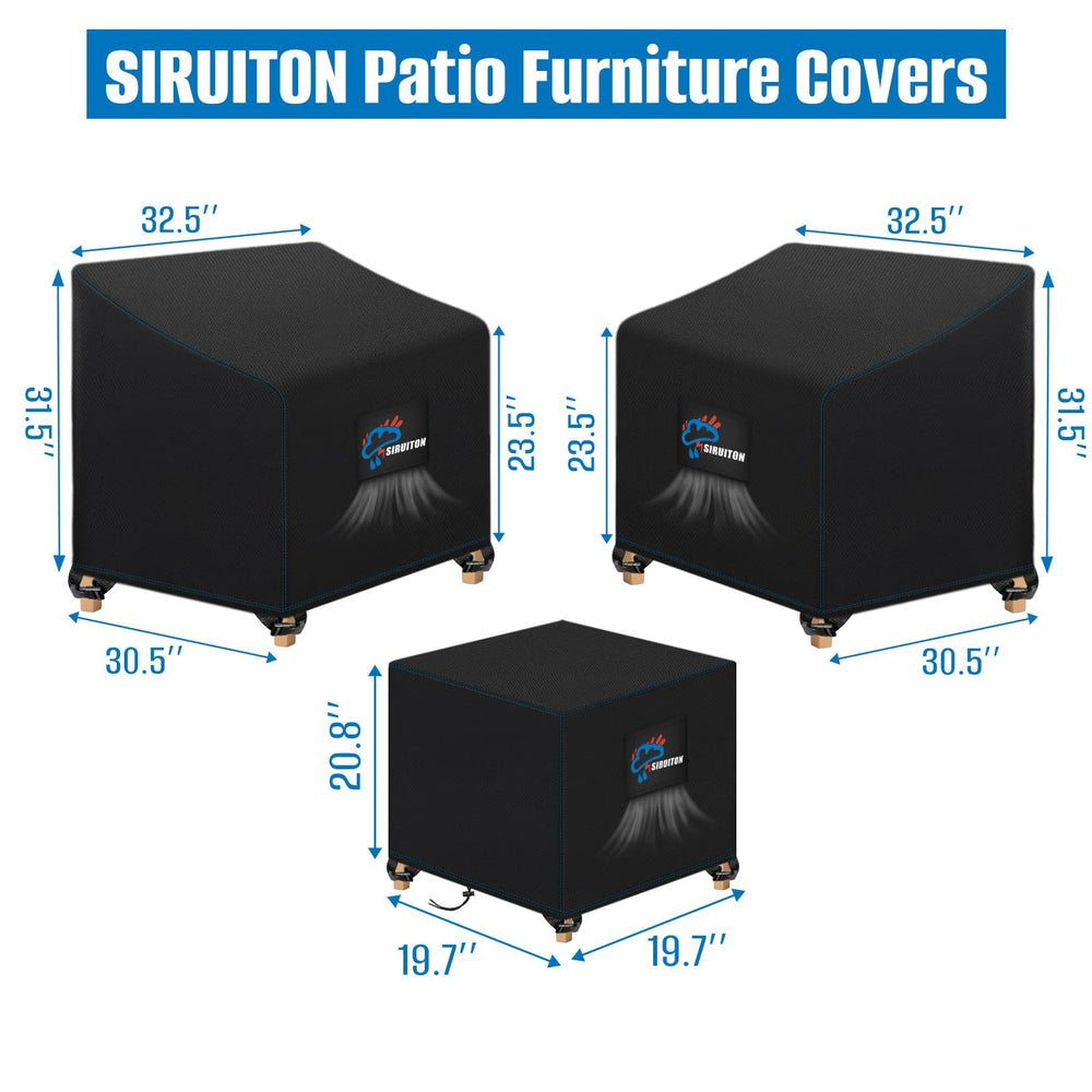 SIRUITON two chairs covered on a patio demonstrating protection from rain and dirt