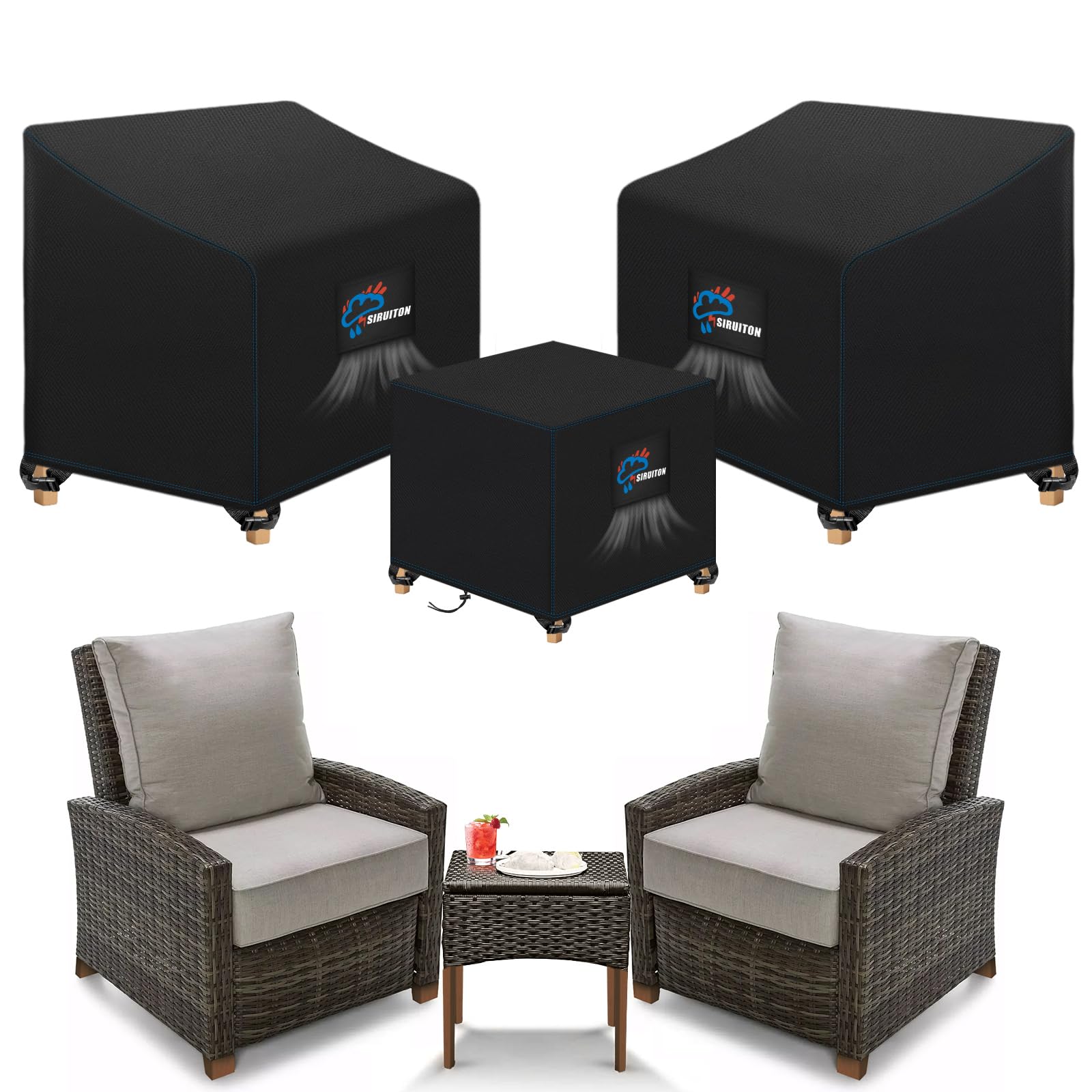 SIRUITON front view showing full covered bistro set protection