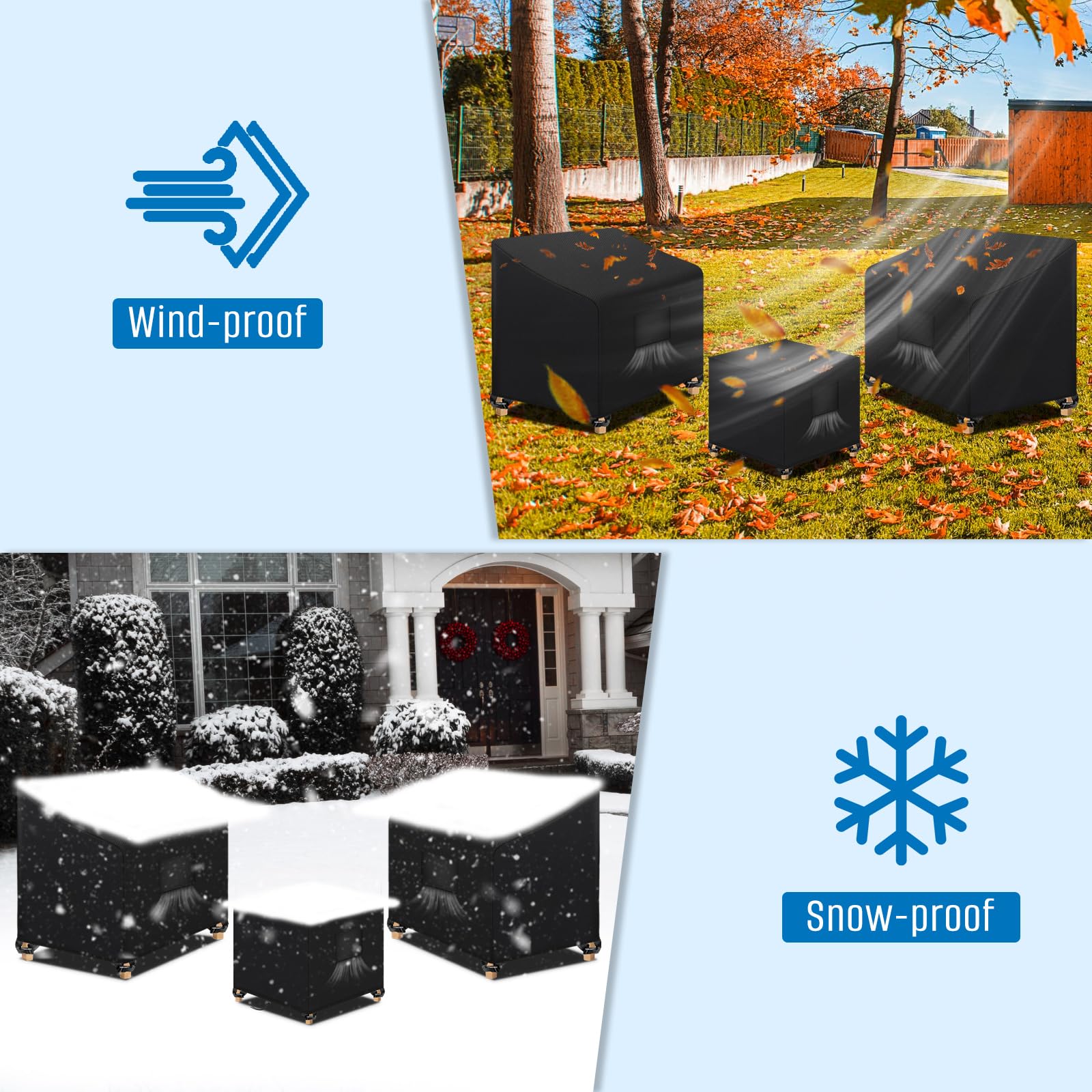 SIRUITON lifestyle patio scene displaying neat protected outdoor seating