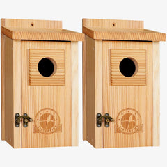 SISTERBIRD front view showing cedar bird house and durable design benefit