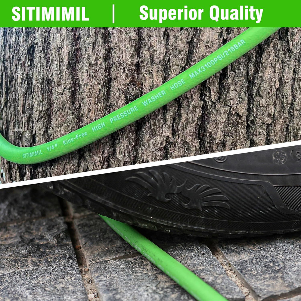 SITIMIMIL hose cleaning a driveway showing high-pressure cleaning capability