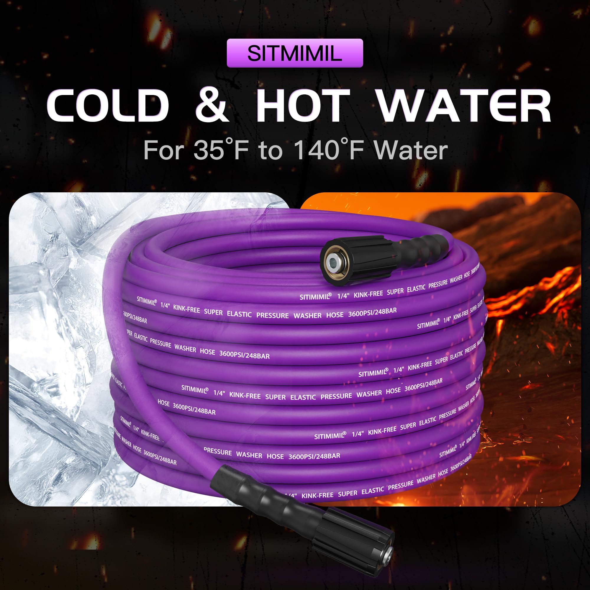 SITIMIMIL hose in use cleaning a car, offering extended reach and maneuverability