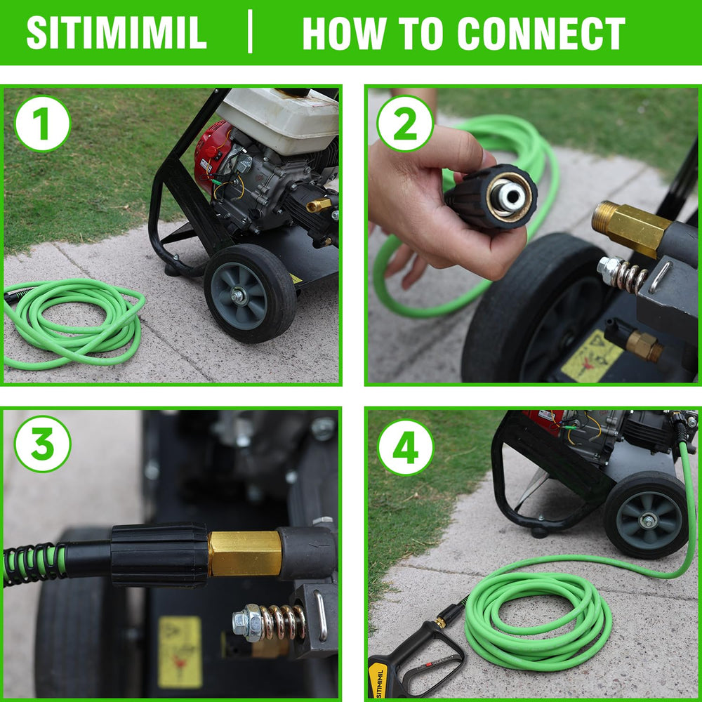 SITIMIMIL hose laid out with tape measure demonstrating 50 feet